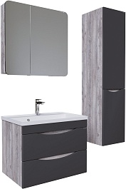 Grossman Мебель для ванной Талис 70 подвесная бетон пайн/графит матовый – фотография-2